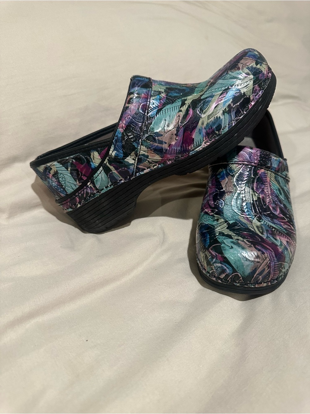 Dansko LT Colorful Feather-Print Clog Shoes size 39 - Picture 3 of 6
